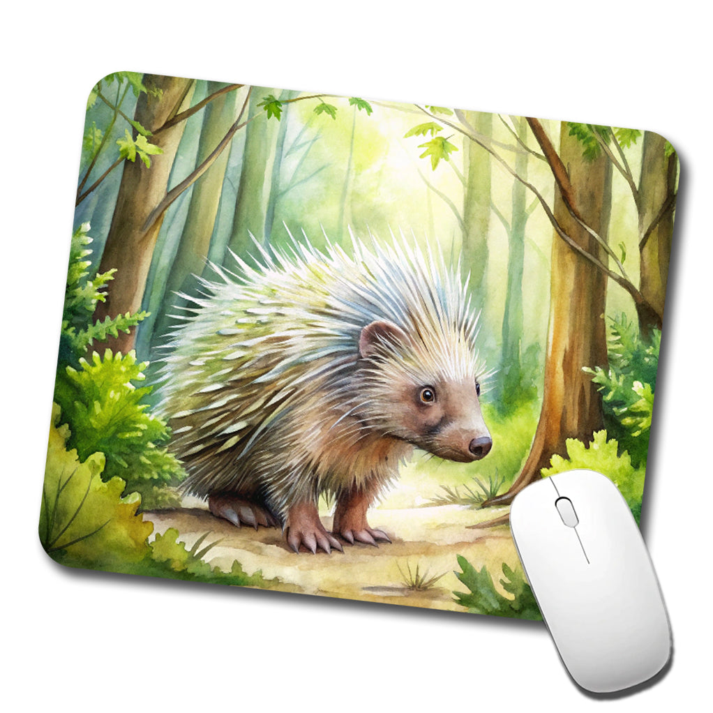 Porcupine In The Forest Watercolor Low Profile Mouse Pad Mat