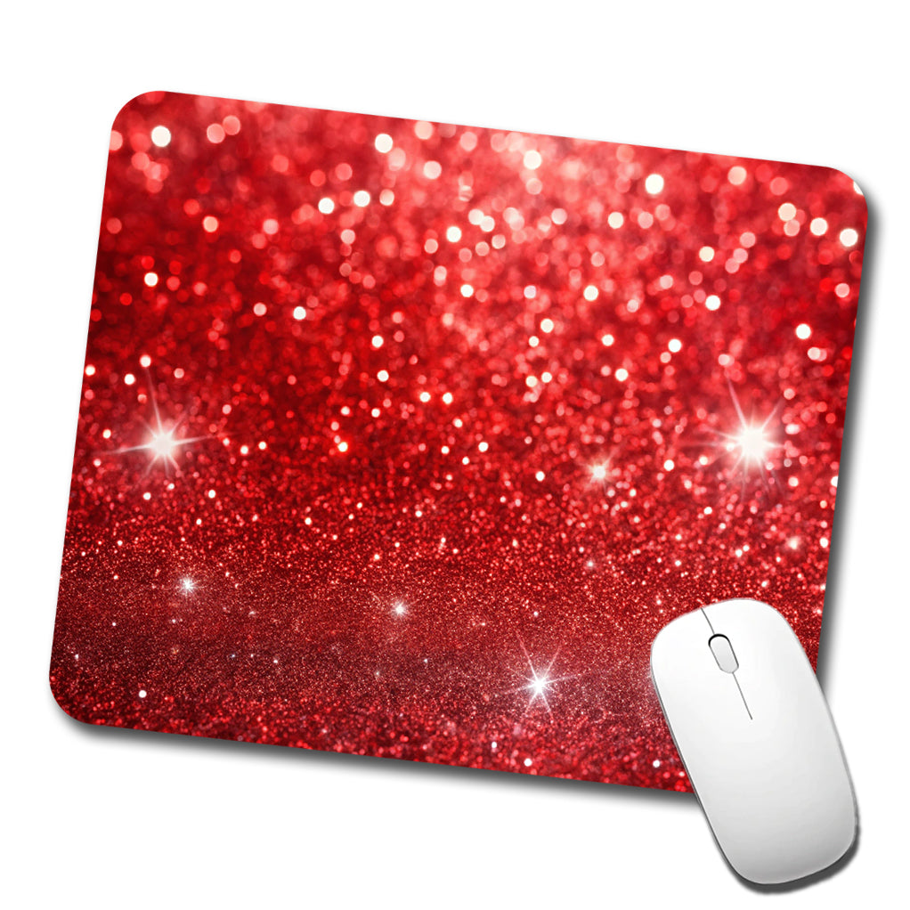 Red Faux Glitter Low Profile Mouse Pad Mat