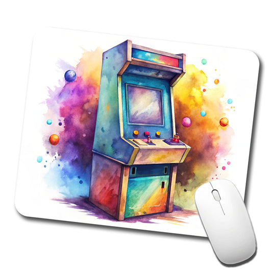 Retro Stand-up Arcade System Watercolor Low Profile Mouse Pad Mat