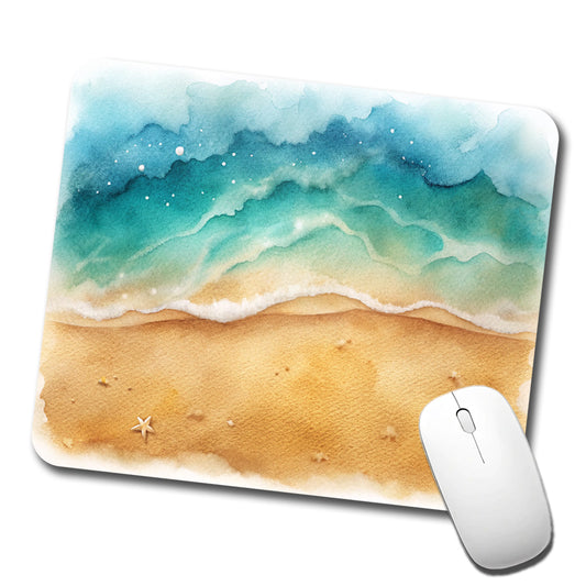 Sandy Tranquil Ocean Beach Low Profile Mouse Pad Mat