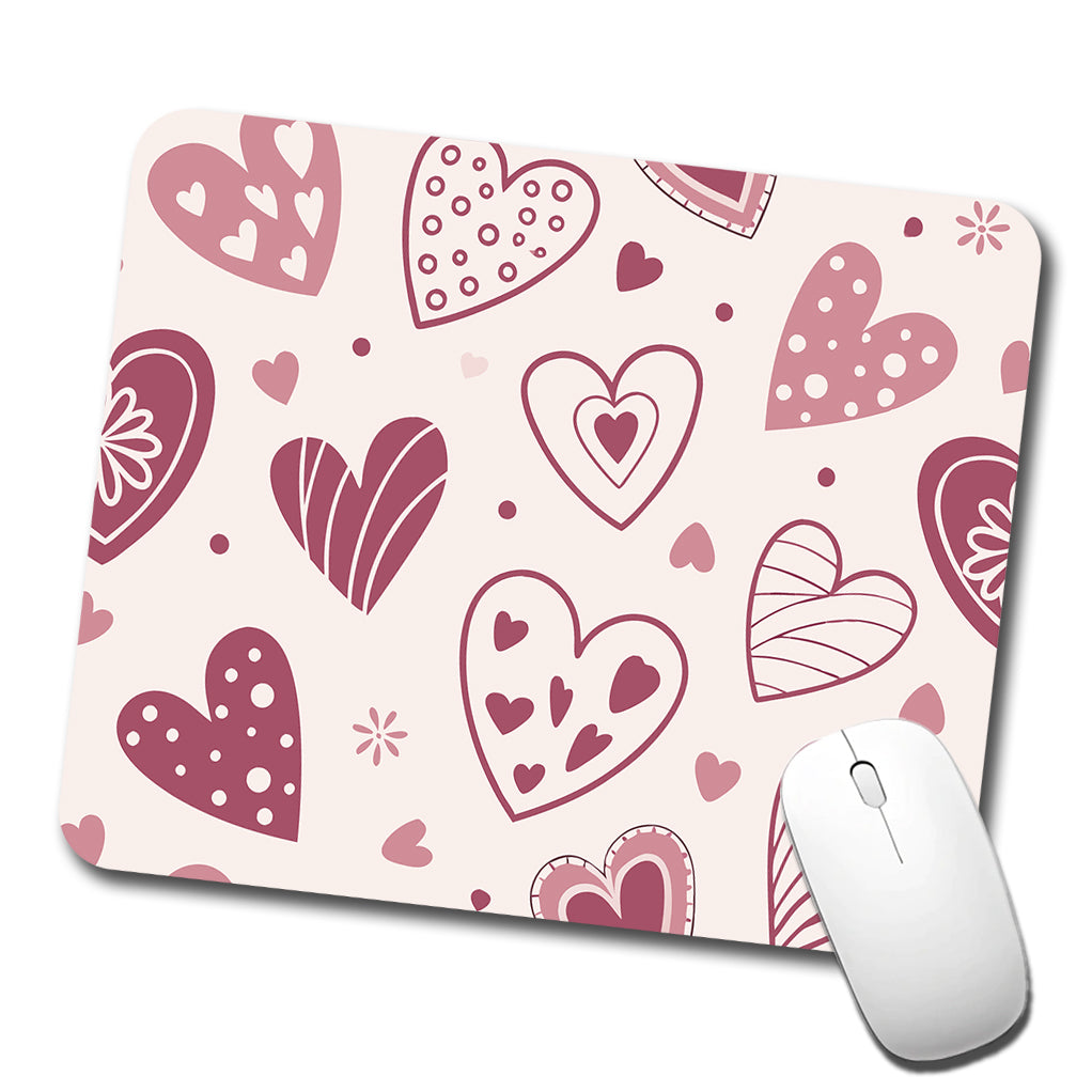 Scattered Hearts Love Valentine's Day Low Profile Mouse Pad Mat