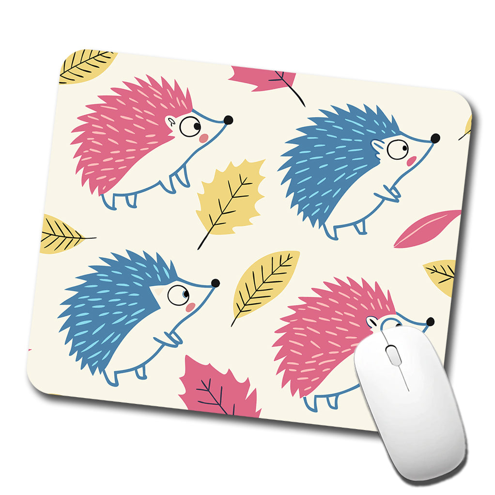 Scattered Hedgehogs Pink Blue Low Profile Mouse Pad Mat