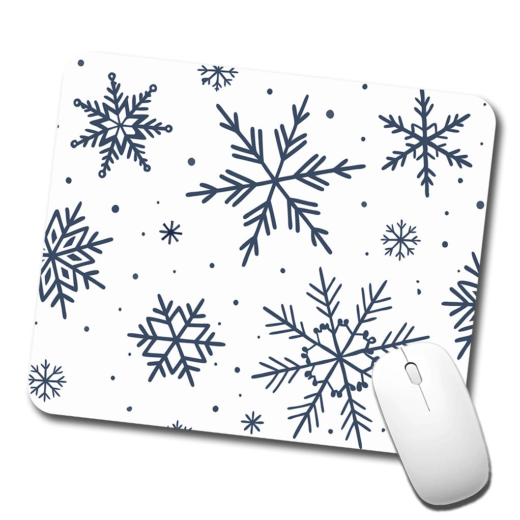 Scattered Snowflakes Winter Christmas Low Profile Mouse Pad Mat