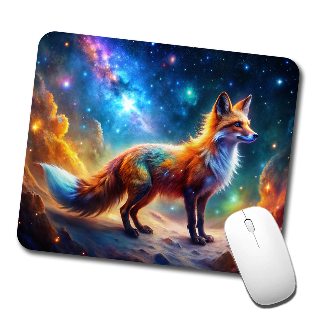 Sci-fi Fantasy Fox In Space Nebula Background Low Profile Mouse Pad Mat
