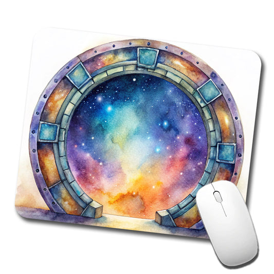 Sci-fi Gate Portal To The Stars Galaxies Watercolor Low Profile Mouse Pad Mat