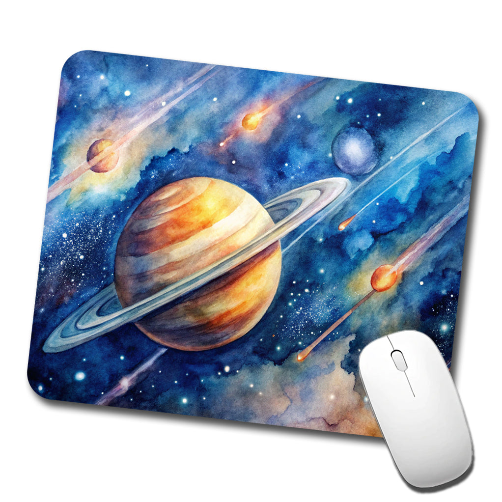 Sci-fi Planet Saturn Meteor Shower Low Profile Mouse Pad Mat