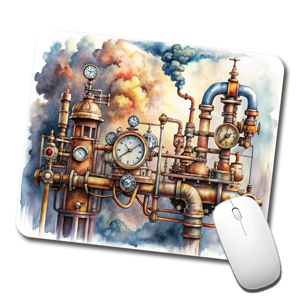 Sci-fi Steampunk Pipes Steam Gauges Watercolor Low Profile Mouse Pad Mat