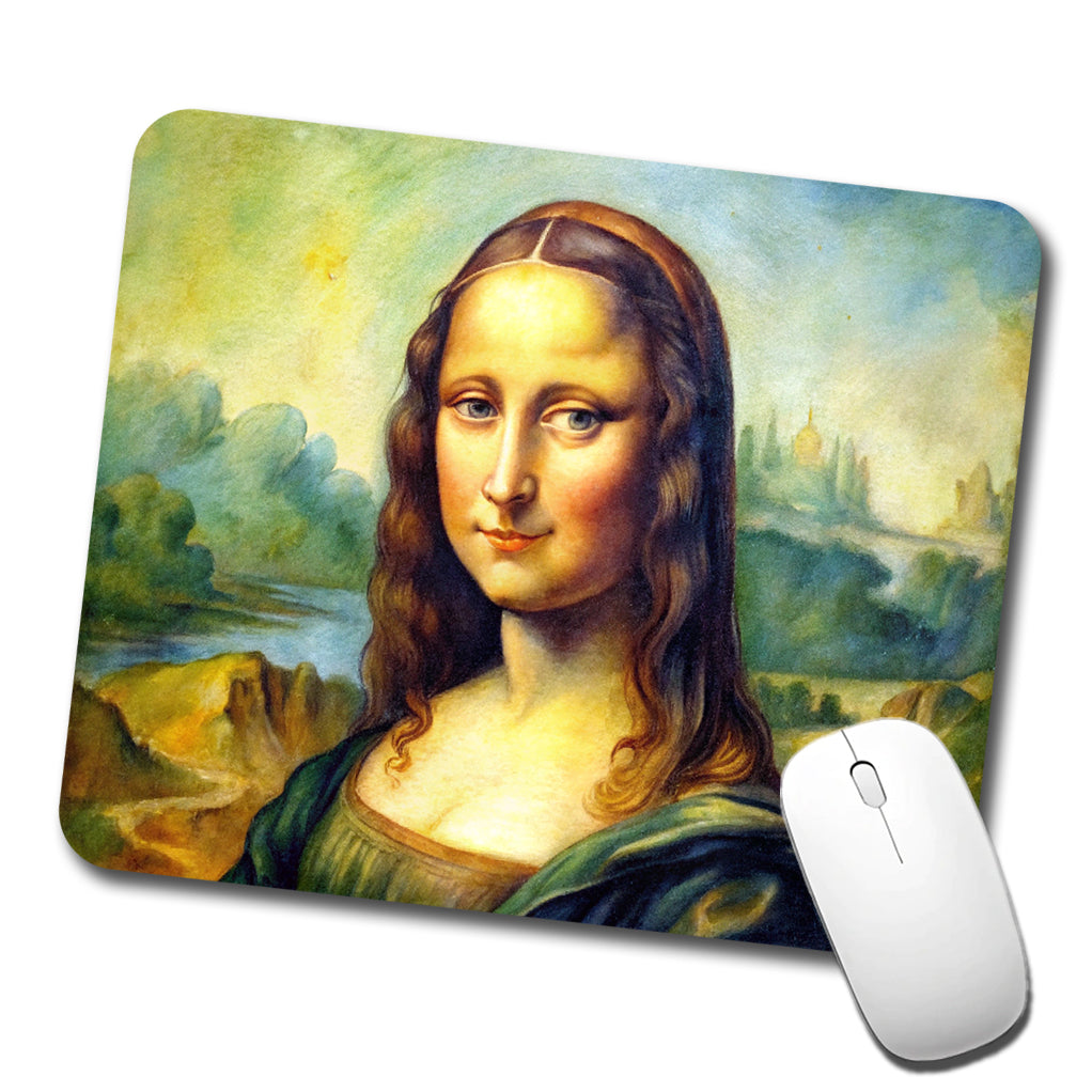 Simple Faux Mona Lisa Watercolor Painting Low Profile Mouse Pad Mat