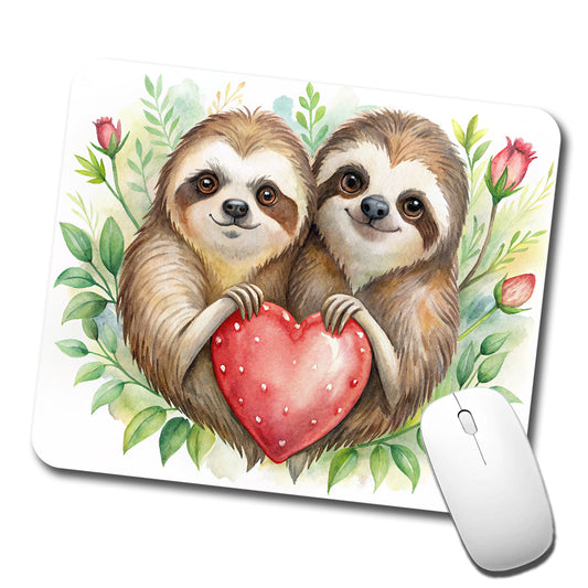 Sloths In Love Hearts Valentine's Day Low Profile Mouse Pad Mat
