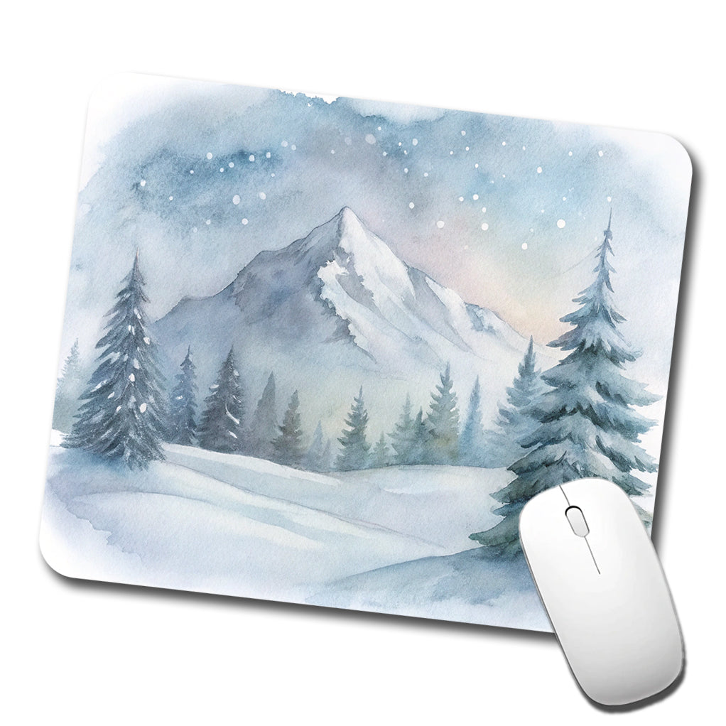 Snowy Wilderness Watercolor Low Profile Mouse Pad Mat