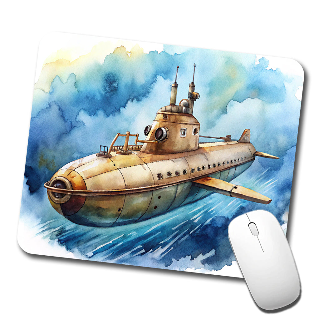 Steampunk Sci-fi Fantasy Flying Submarine Low Profile Mouse Pad Mat