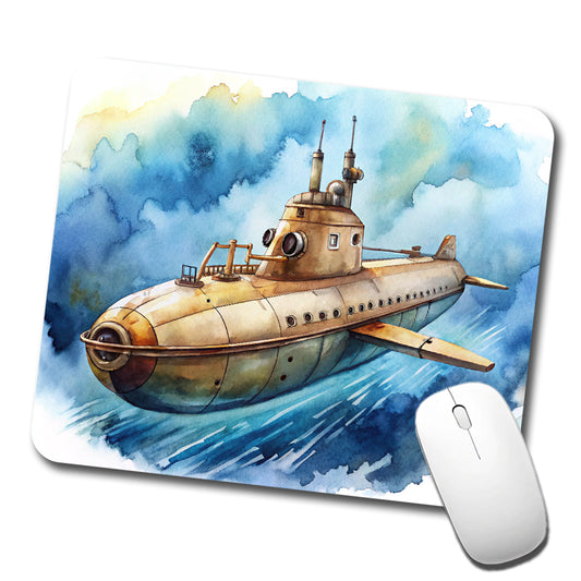 Steampunk Sci-fi Fantasy Flying Submarine Low Profile Mouse Pad Mat