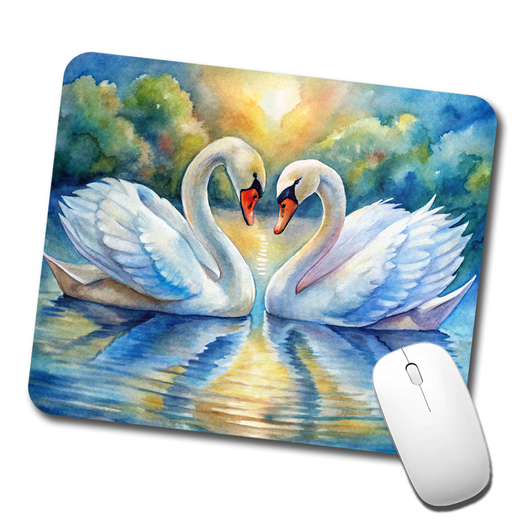 Swans In Love Valentine's Day Low Profile Mouse Pad Mat