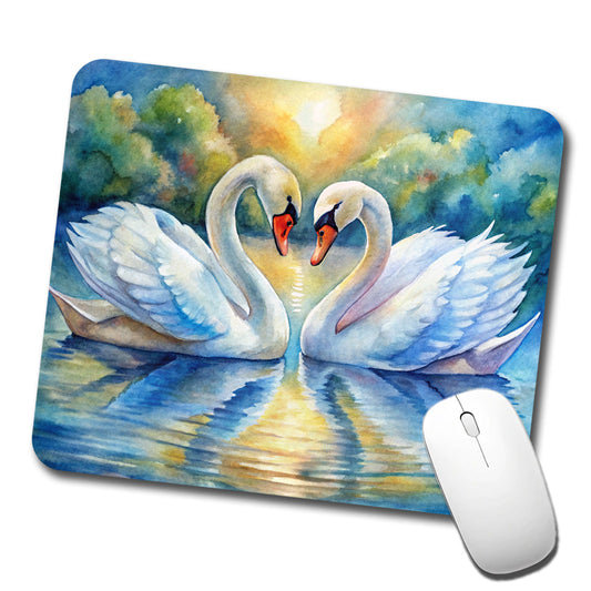 Swans In Love Valentine's Day Low Profile Mouse Pad Mat