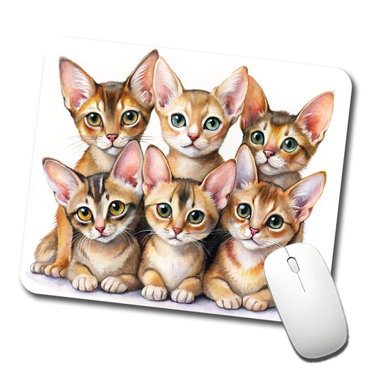 Sweet Abyssinian Cats Low Profile Mouse Pad Mat