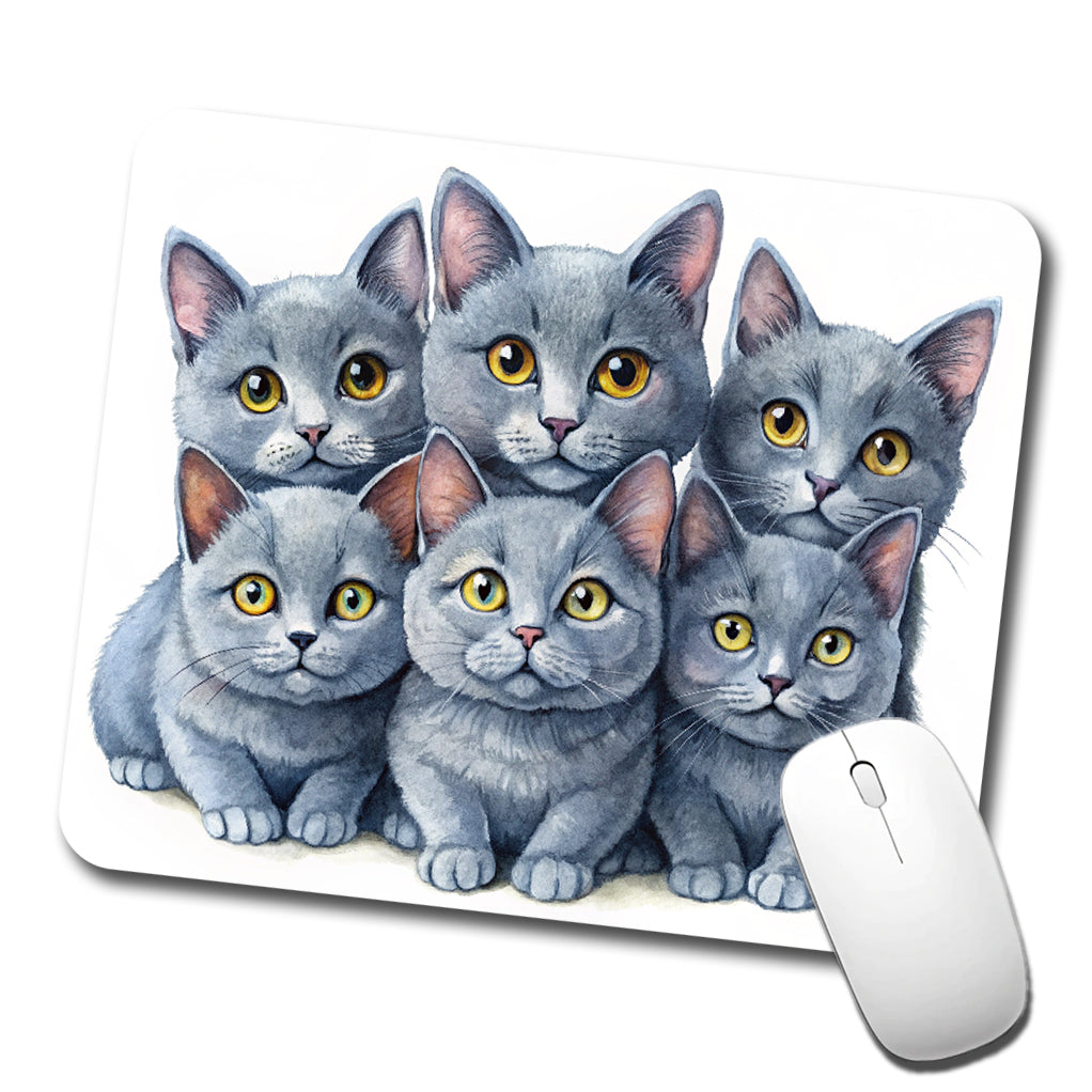 Sweet Chartreux Cats Low Profile Mouse Pad Mat