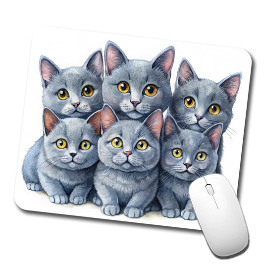 Sweet Chartreux Cats Low Profile Mouse Pad Mat