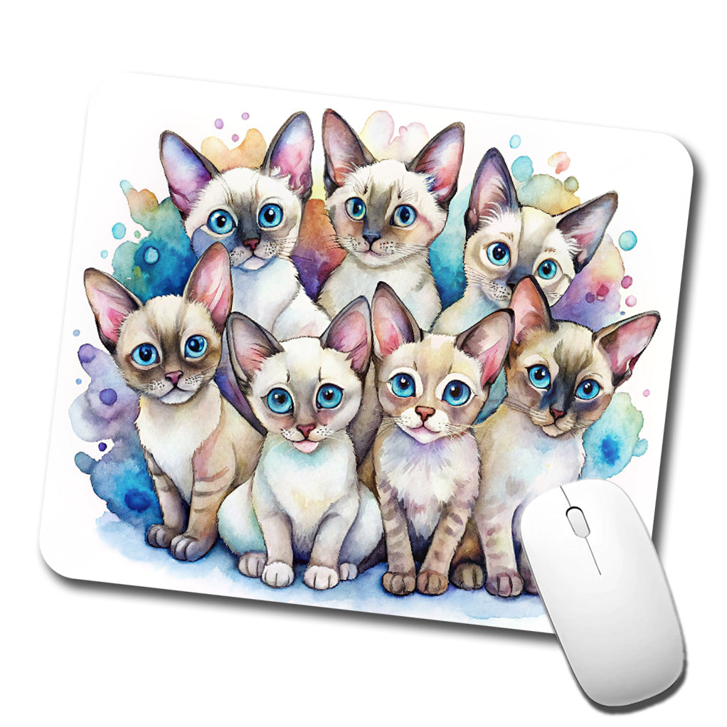 Sweet Colorpoint Shorthair Cats Low Profile Mouse Pad Mat
