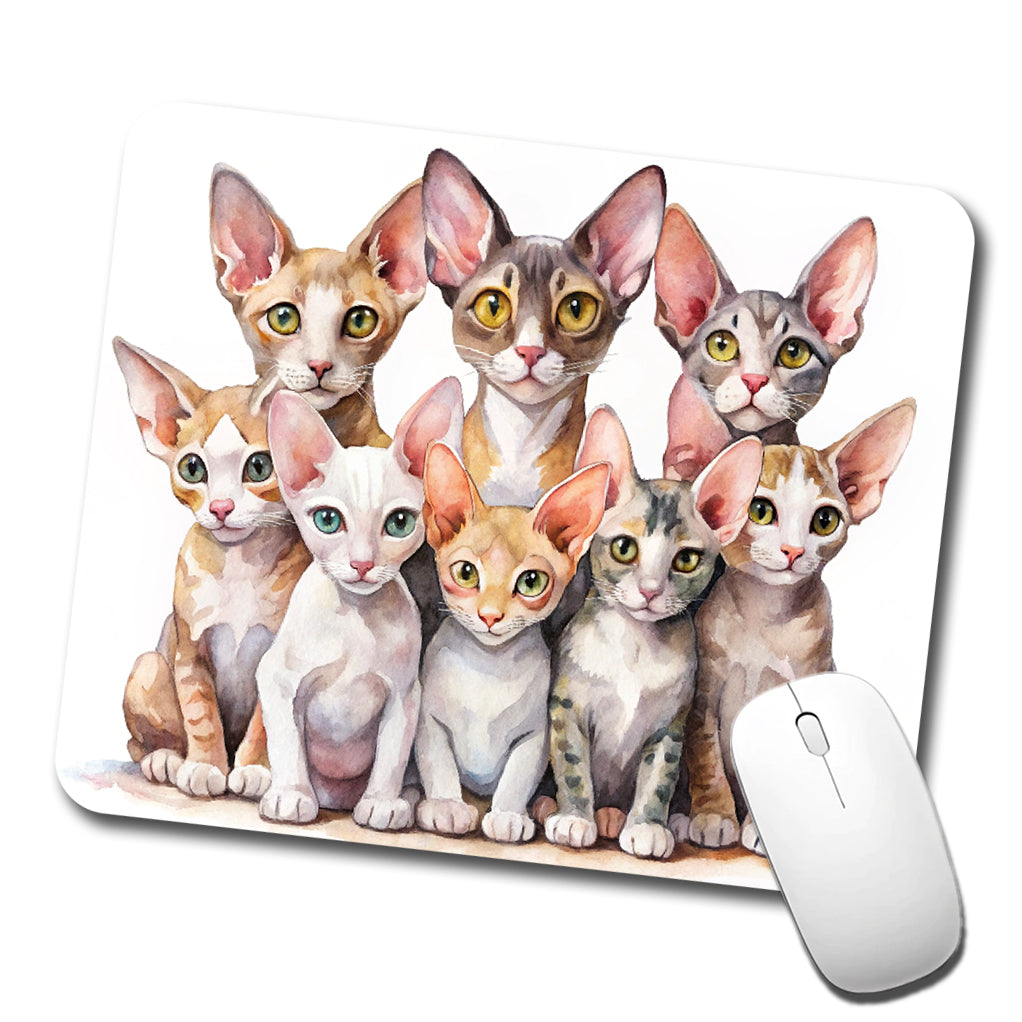 Sweet Cornish Rex Cats Low Profile Mouse Pad Mat