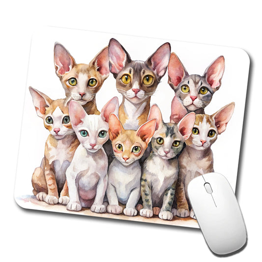 Sweet Cornish Rex Cats Low Profile Mouse Pad Mat