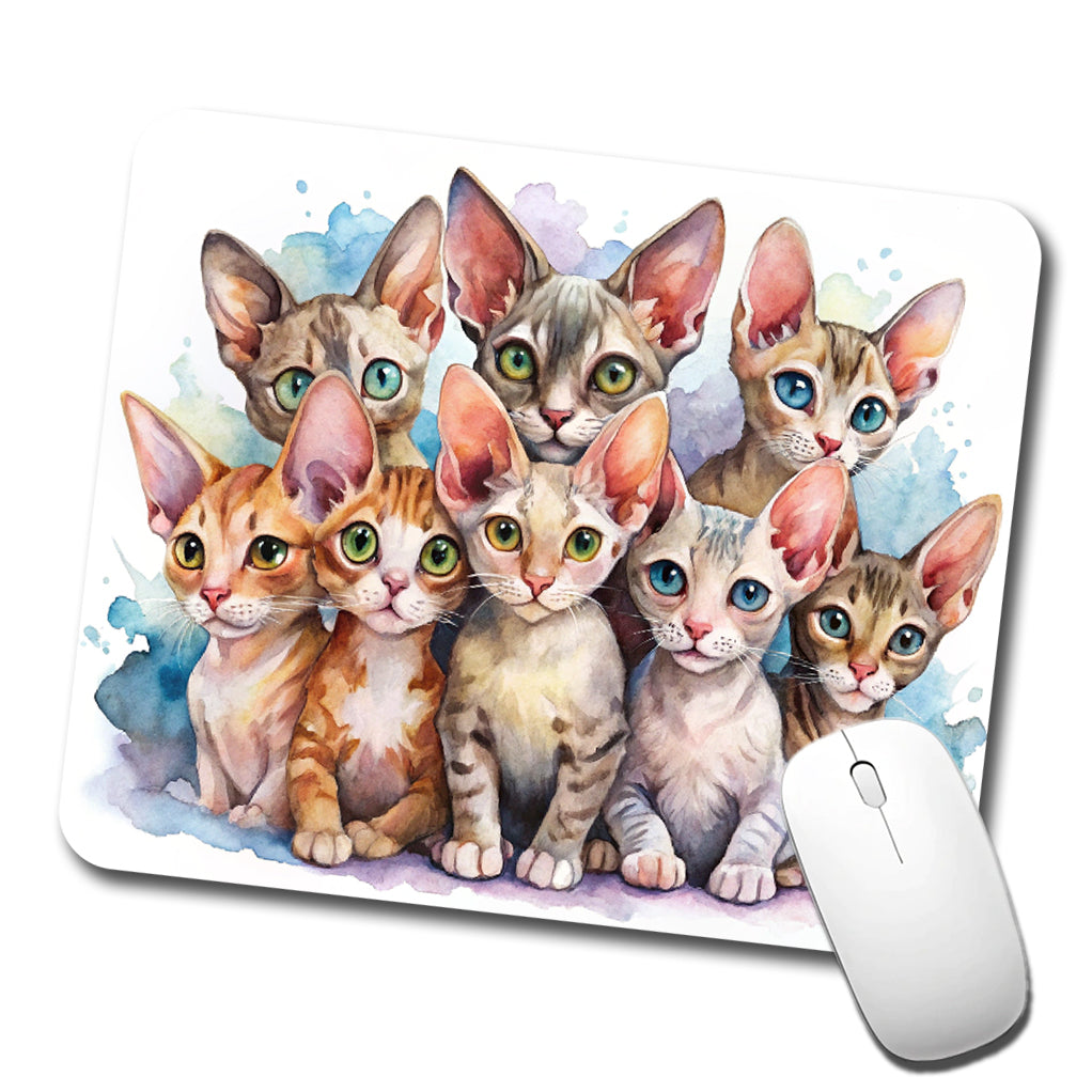 Sweet Devon Rex Cats Low Profile Mouse Pad Mat