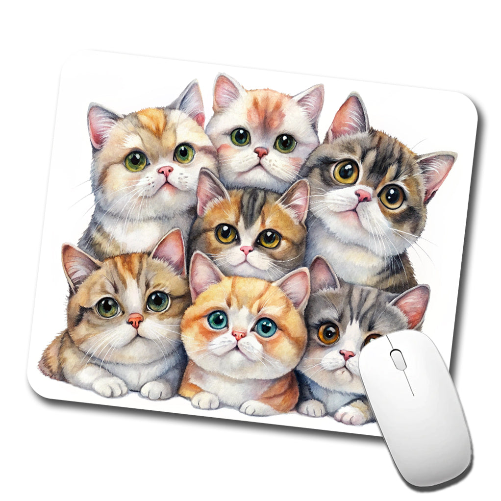 Sweet Exotic Shorthair Cats Low Profile Mouse Pad Mat
