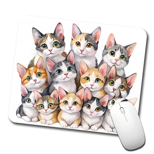 Sweet Japanese Bobtail Cats Low Profile Mouse Pad Mat