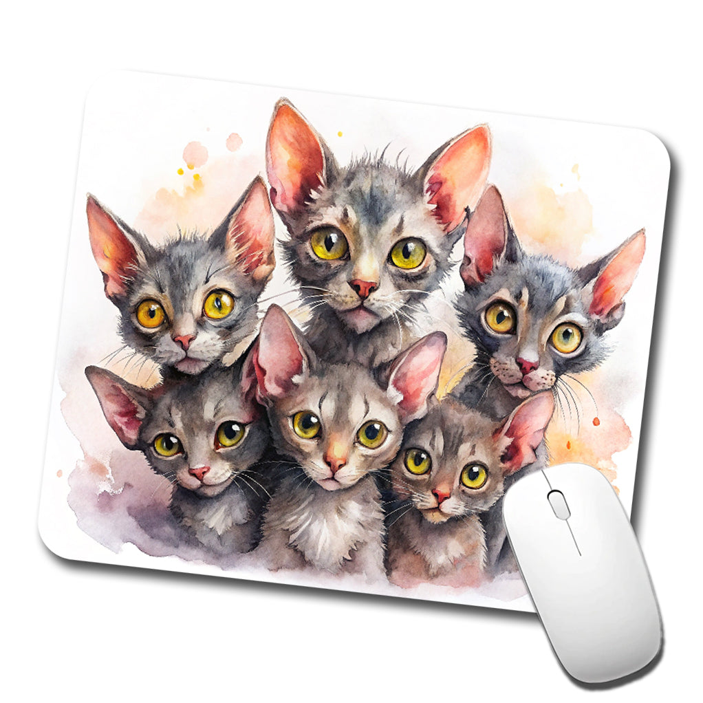 Sweet Lykoi Cats Low Profile Mouse Pad Mat