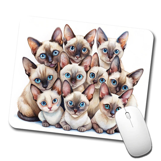 Sweet Siamese Cats Low Profile Mouse Pad Mat