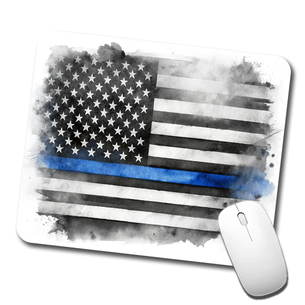 Thin Blue Line Black And White American Flag Support Policemen Police Low Profile Mouse Pad Mat