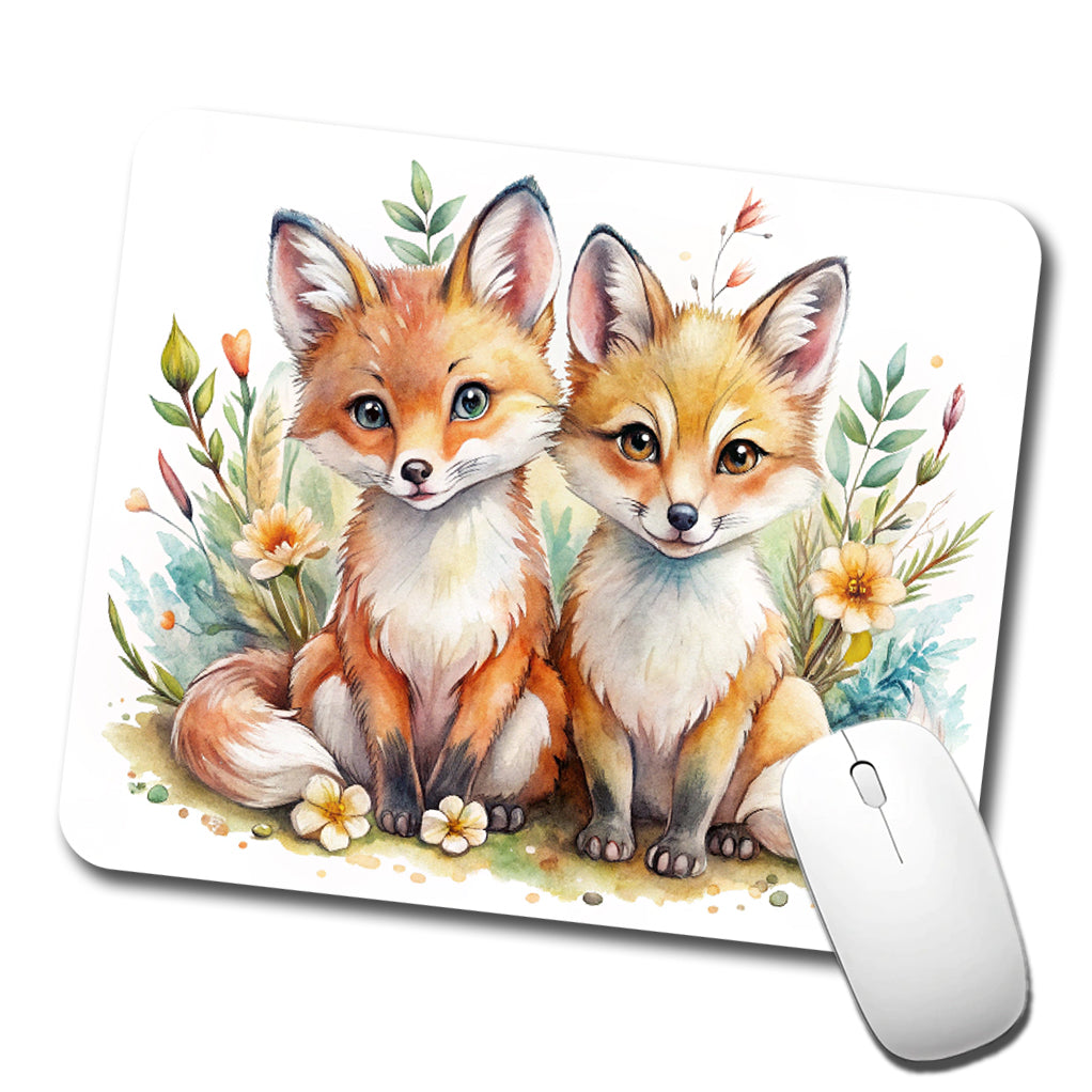 Two Sweet Foxes Low Profile Mouse Pad Mat