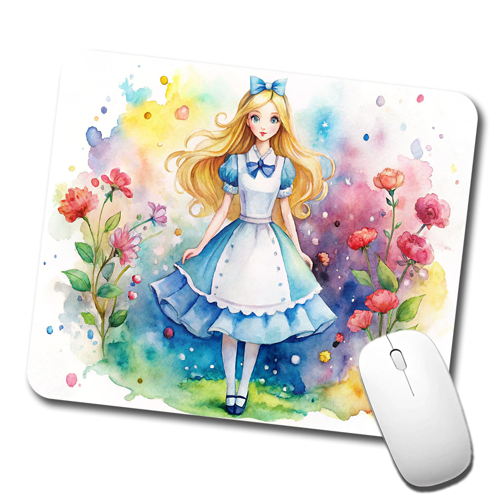 Alice In Wonderland Watercolor Low Profile Mouse Pad Mat
