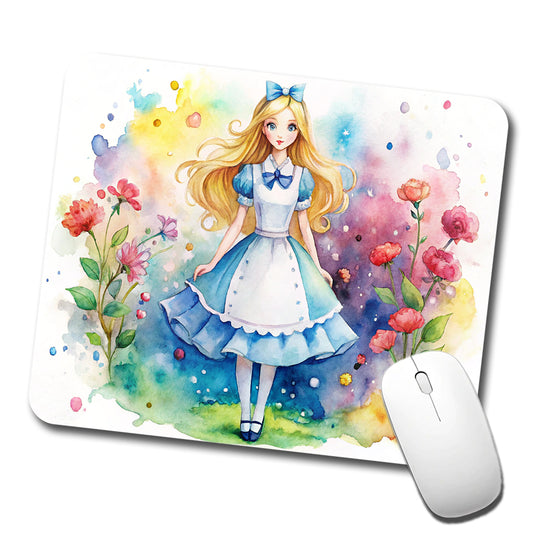 Alice In Wonderland Watercolor Low Profile Mouse Pad Mat