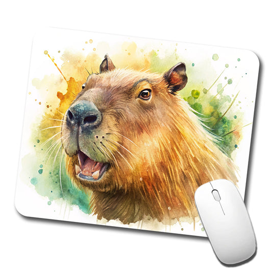 Angry Capybara Watercolor Low Profile Mouse Pad Mat
