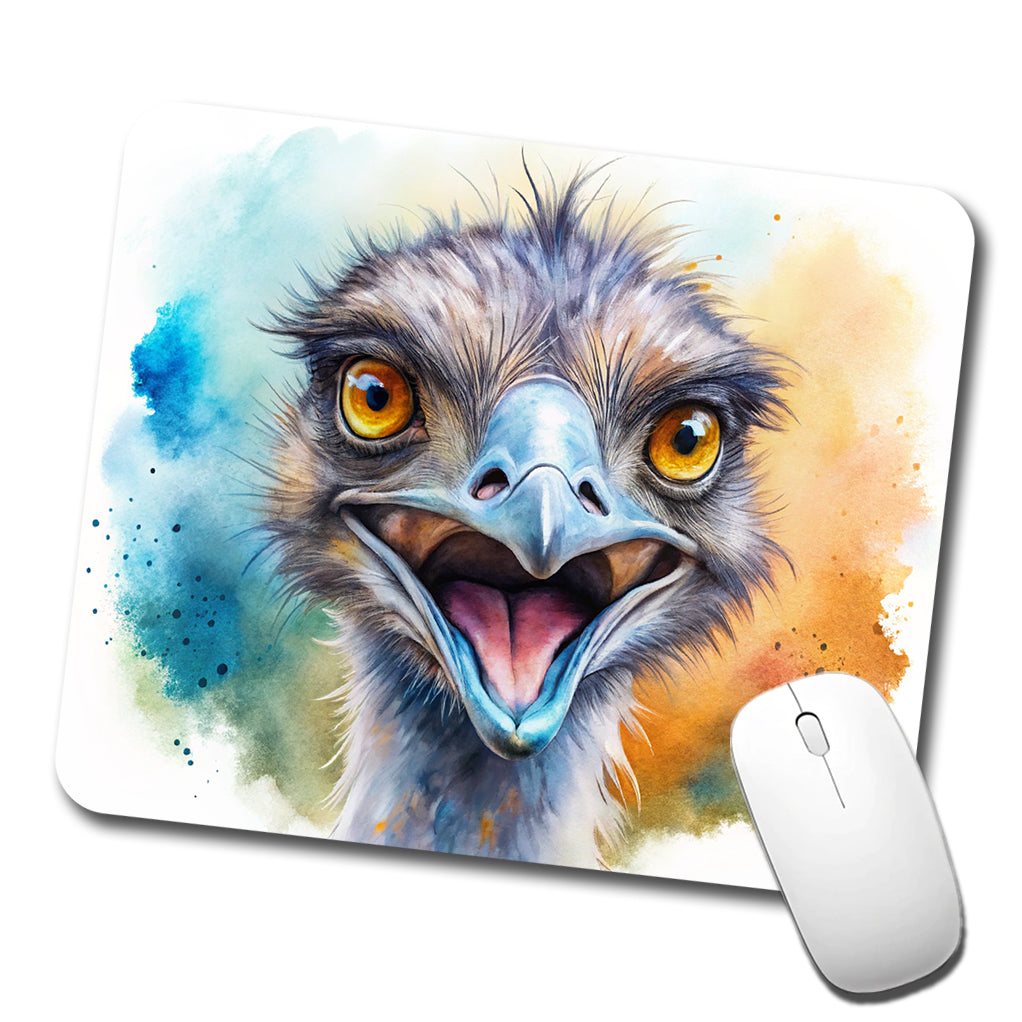 Angry Emu Watercolor Low Profile Mouse Pad Mat