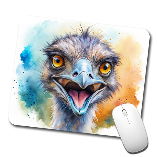 Angry Emu Watercolor Low Profile Mouse Pad Mat