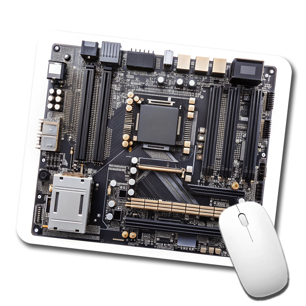 Black Gaming Computer Motherboard Low Profile Mouse Pad Mat