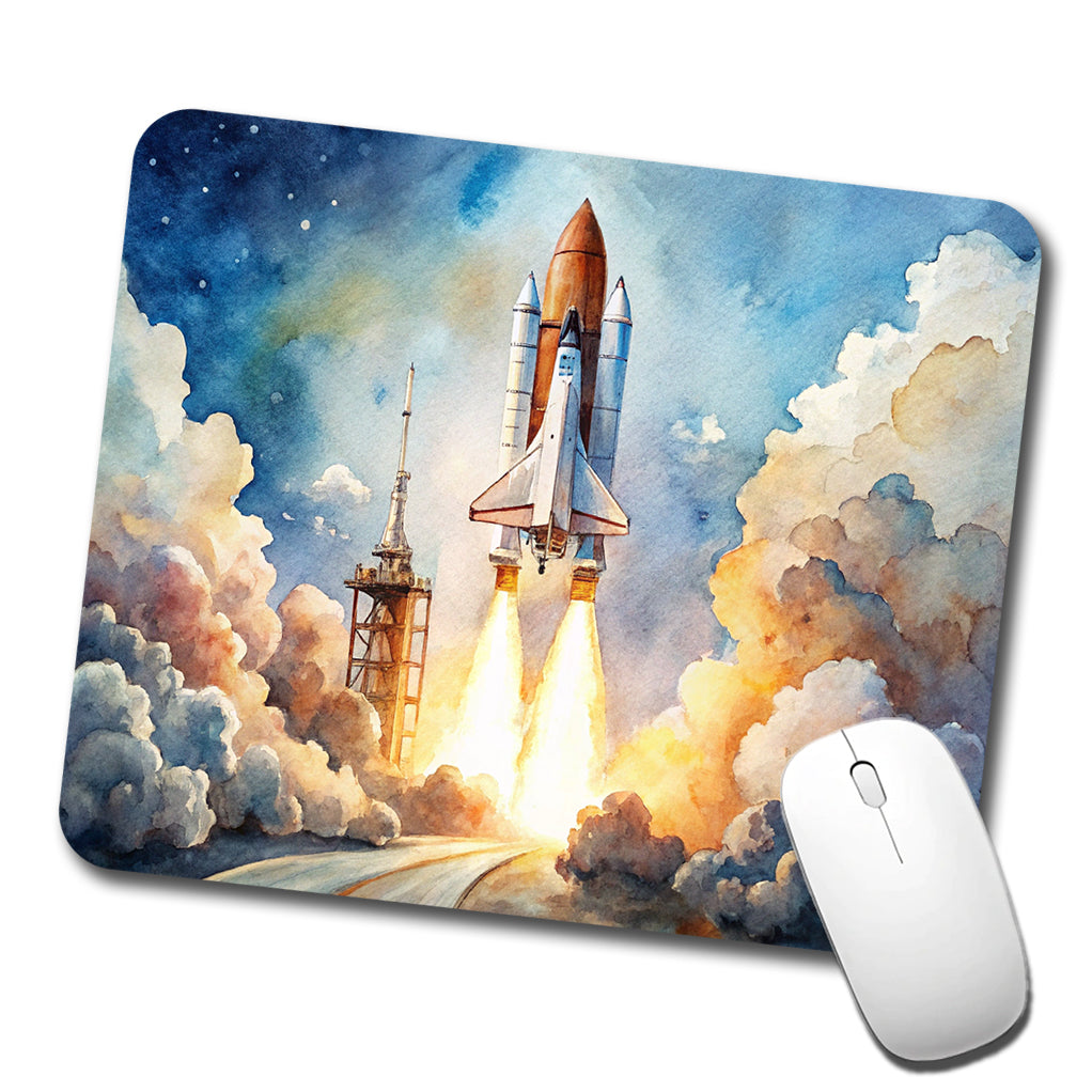 Classic Space Shuttle Launch Watercolor Low Profile Mouse Pad Mat