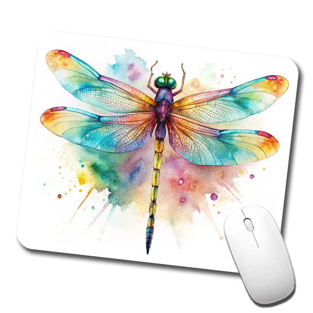 Dragonfly Colorful Background Watercolor Low Profile Mouse Pad Mat