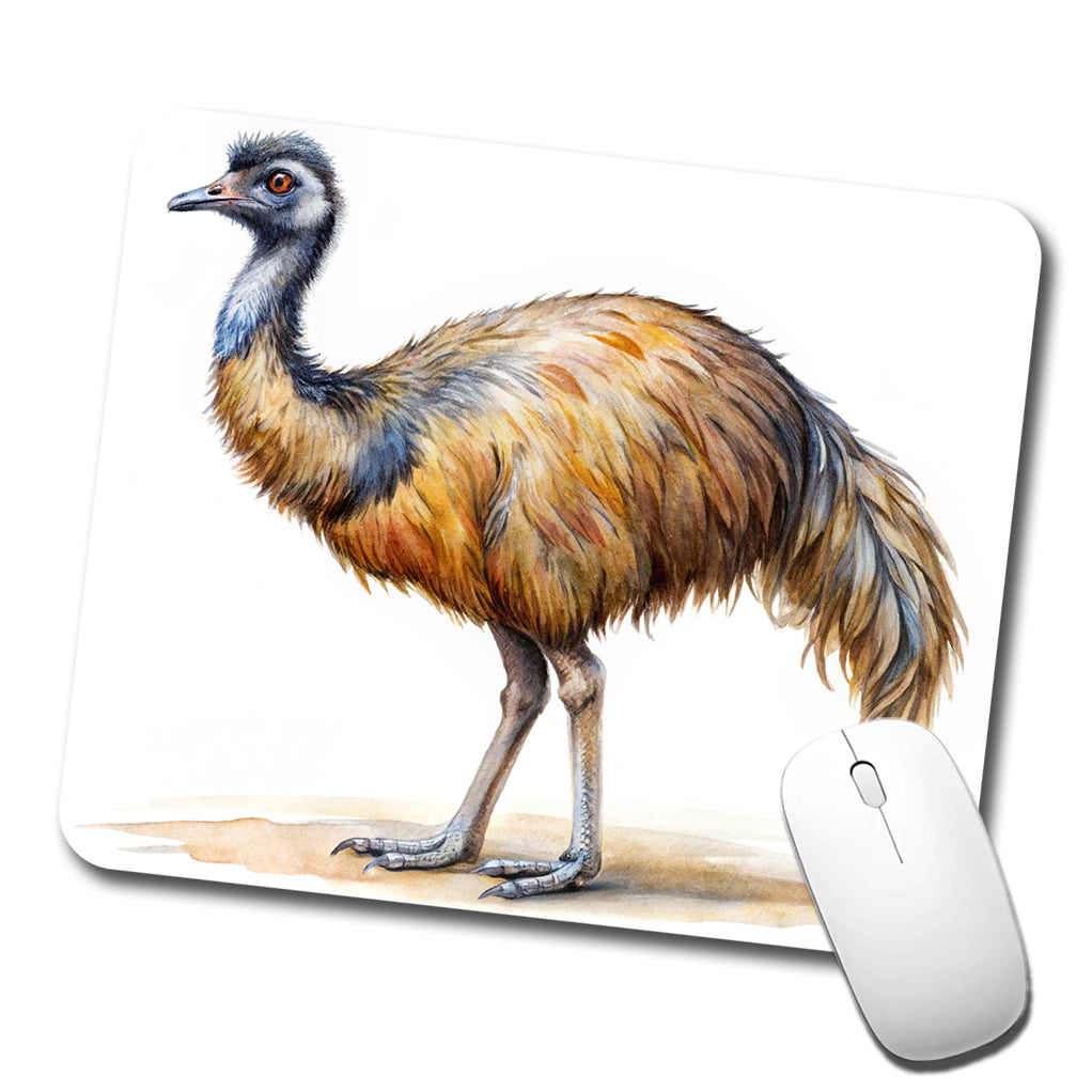 Emu Standing Watercolor Low Profile Mouse Pad Mat