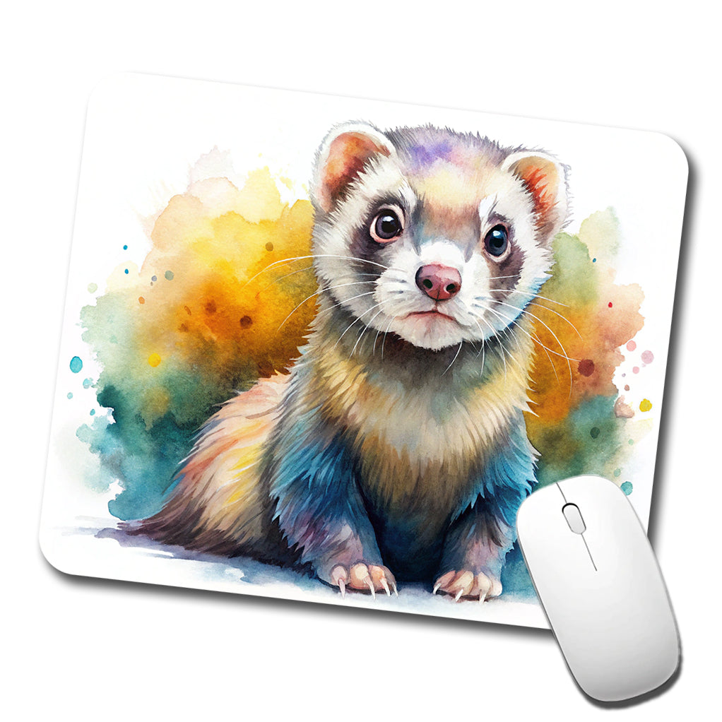 Ferret Colorful Watercolor Low Profile Mouse Pad Mat
