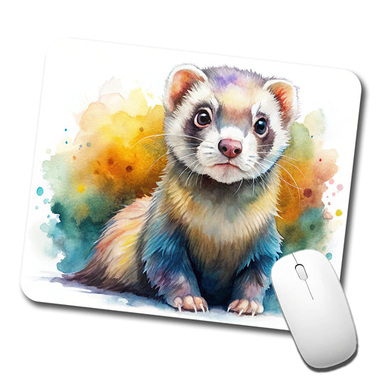 Ferret Colorful Watercolor Low Profile Mouse Pad Mat