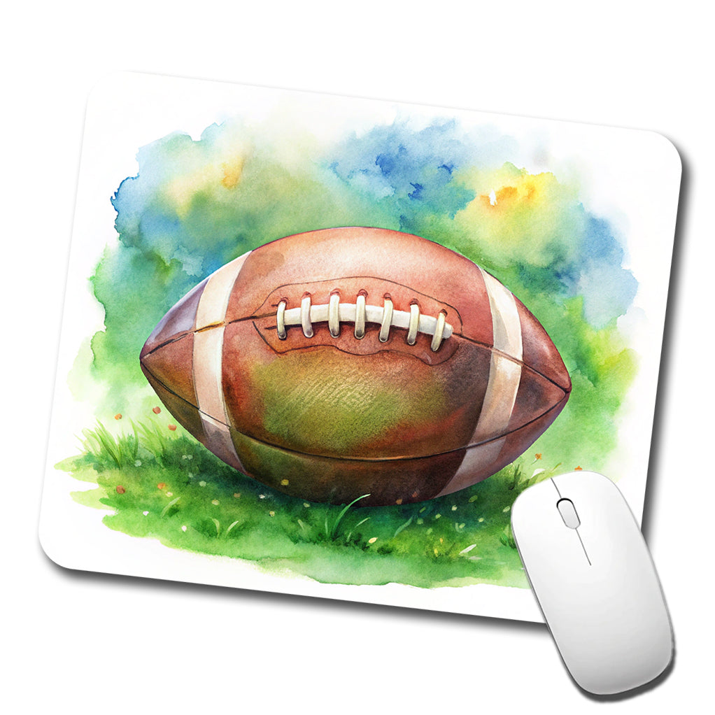 Football Ball On Field Watercolor Low Profile Mouse Pad Mat