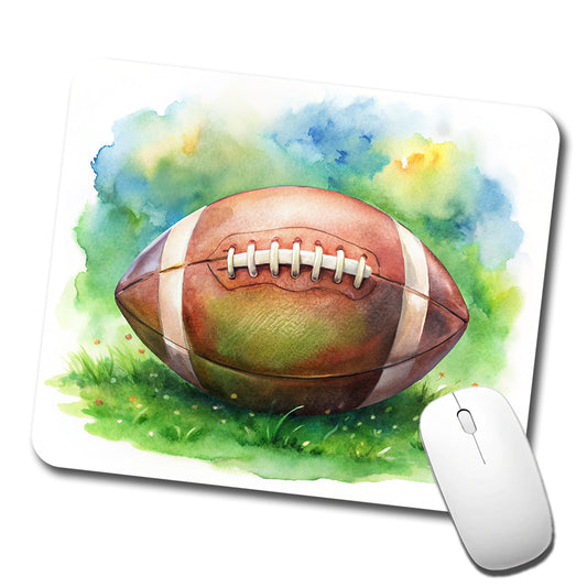 Football Ball On Field Watercolor Low Profile Mouse Pad Mat