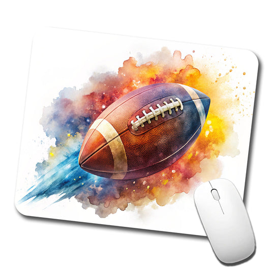 Football Rocketing Through The Air Watercolor Low Profile Mouse Pad Mat