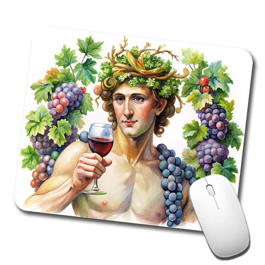 Greek God Bacchus With Wine And Grapes Low Profile Mouse Pad Mat