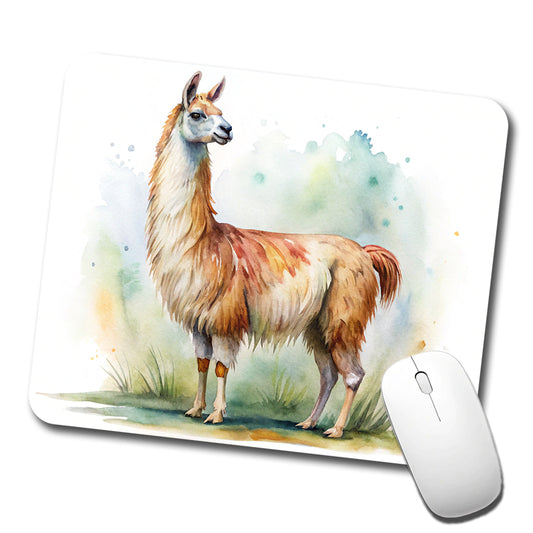 Llama Standing Watercolor Low Profile Mouse Pad Mat