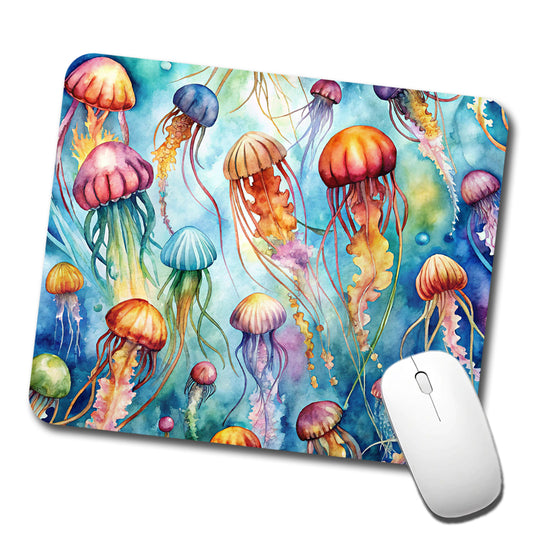 Lots Of Jellyfish Underwater Watercolor Low Profile Mouse Pad Mat