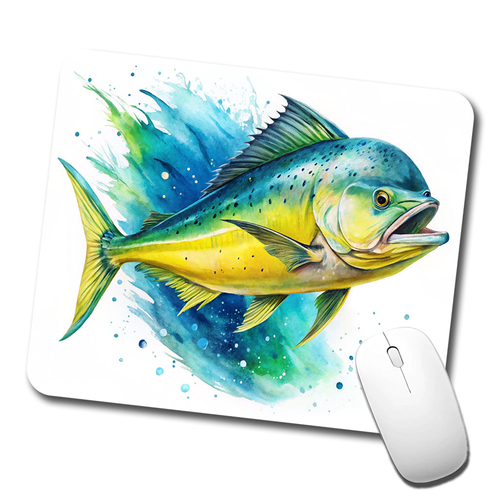 Mahi Mahi Fish Watercolor Low Profile Mouse Pad Mat
