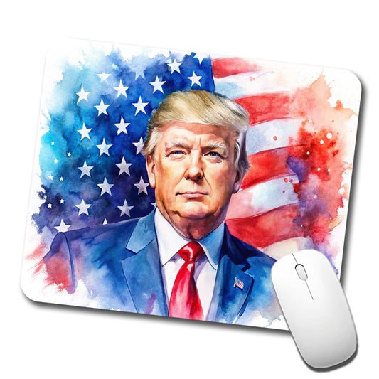 Patriotic Donald Trump American Flag Background Watercolor Low Profile Mouse Pad Mat